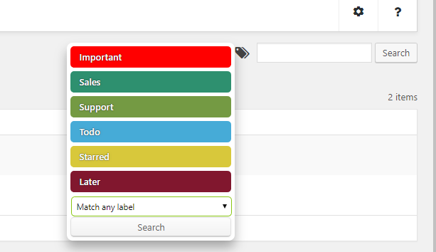 Searching entry labels