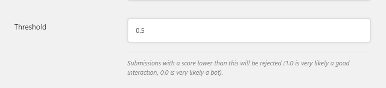 reCAPTCHA Threshold field