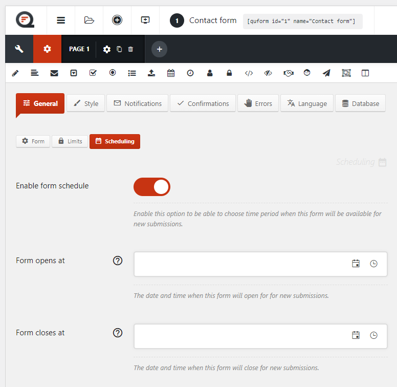 Form scheduling